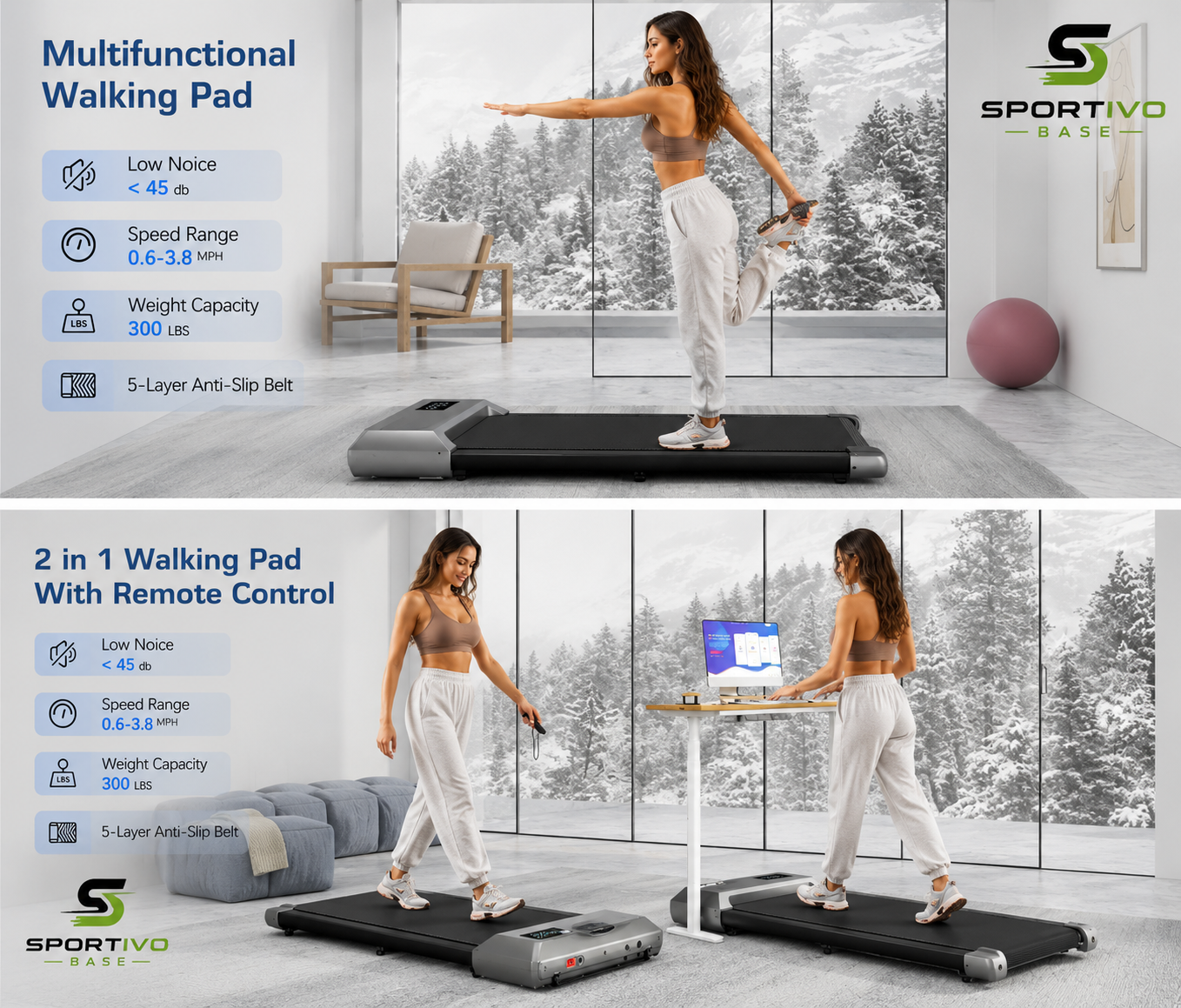 2-in-1 Foldable Treadmill – Walking Pad & Running Machine with LCD Display