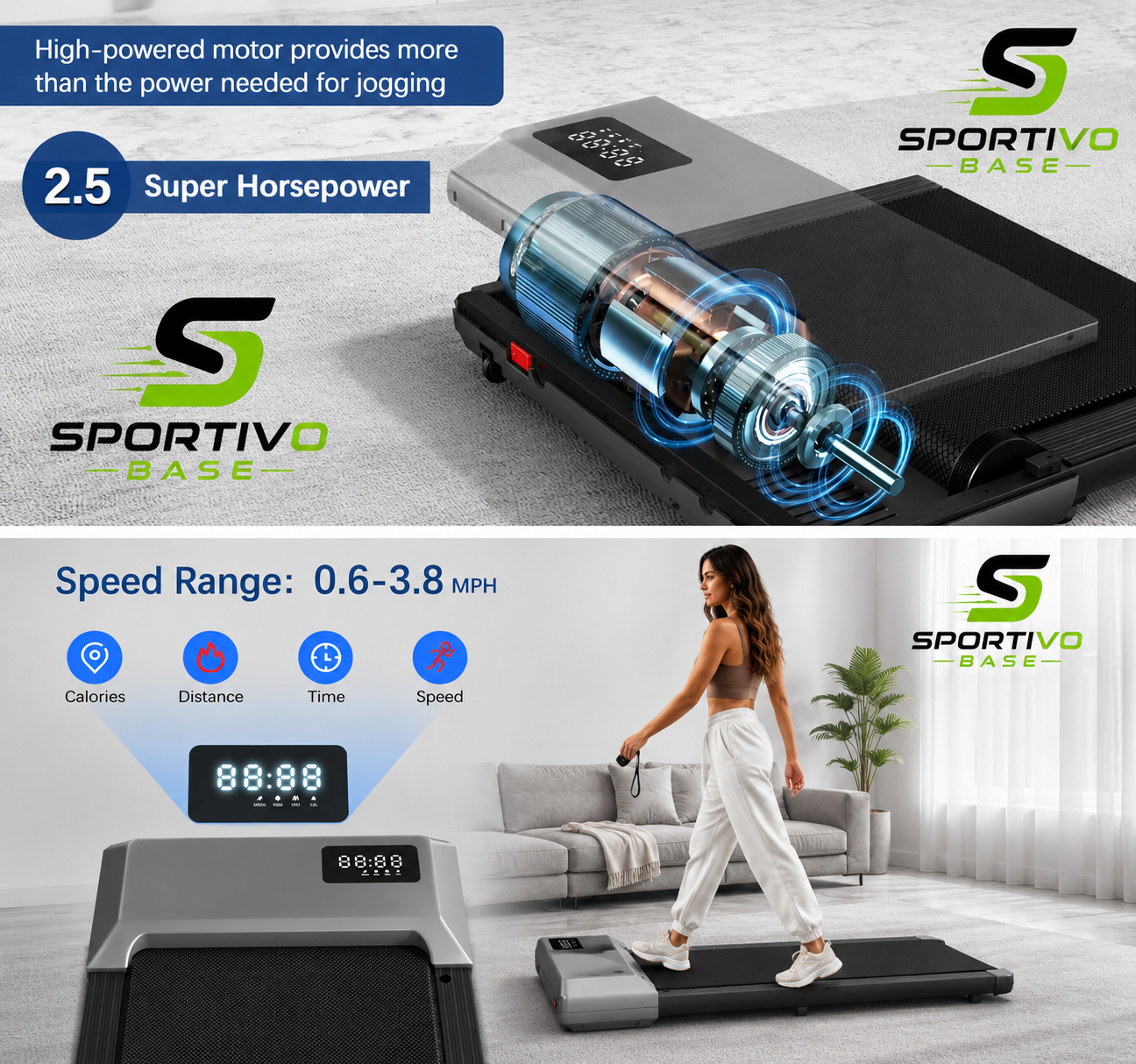 2-in-1 Foldable Treadmill – Walking Pad & Running Machine with LCD Display