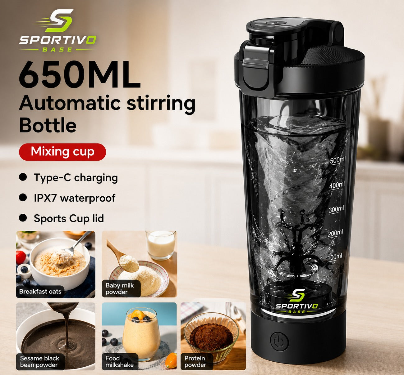 Electric Protein Shaker Bottle – Automatic Mixing Cup